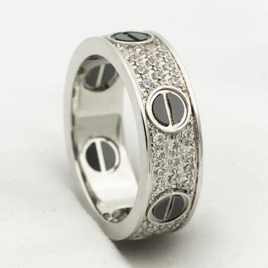 [Noble Jewelry]LOVE RING 5.5MM DIAMONDS PAVED CERAMIC