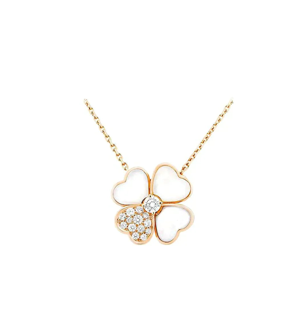 [Noble Jewelry]CLOVER MOP DIAMOND ROSE GOLD NECKLACE