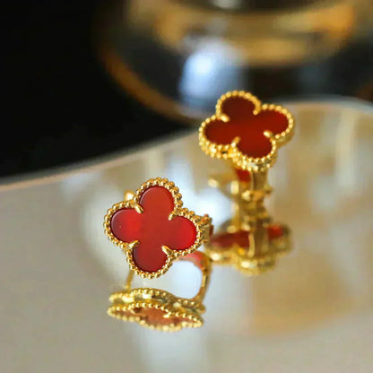 [Noble Jewelry]CLOVER MEDIUM 1 MOTIFS CARNELIAN  EARRINGS