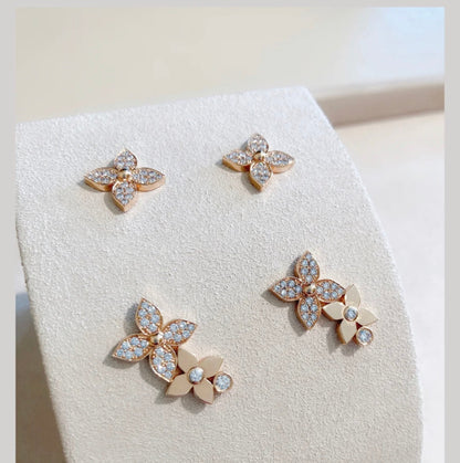 [Noble Jewelry]STAR BLOSSOM STUD EARRINGS PINK GOLD DIAMONDS