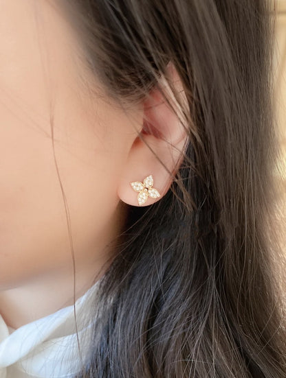 [Noble Jewelry]STAR BLOSSOM STUD EARRINGS PINK GOLD DIAMONDS