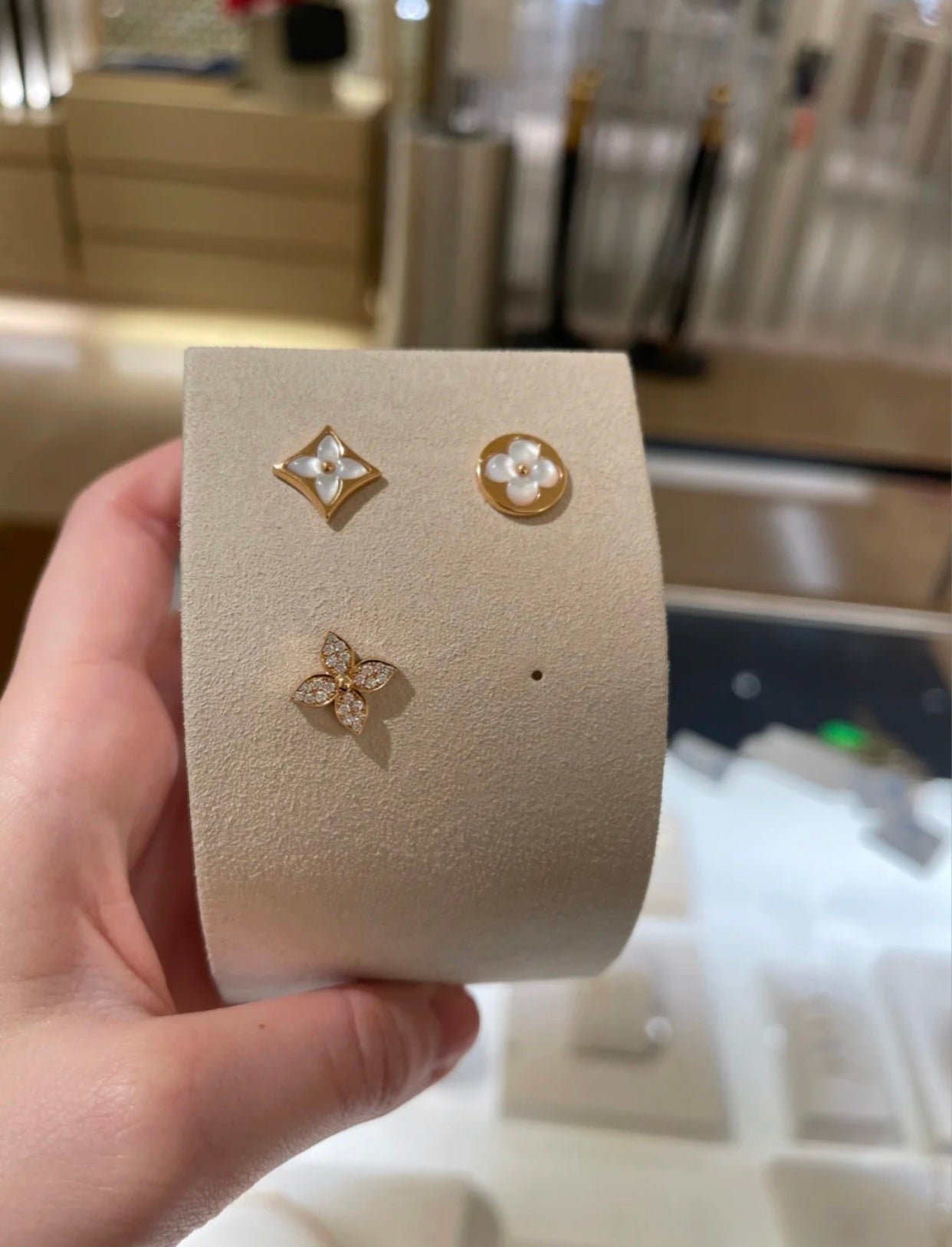 [Noble Jewelry]STAR BLOSSOM STUD EARRINGS PINK GOLD DIAMONDS