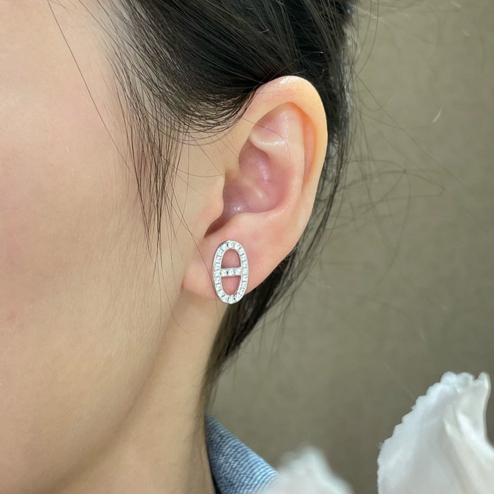 [Noble Jewelry]HM FULL DIAMOND PIG NOSE STUD EARRINGS