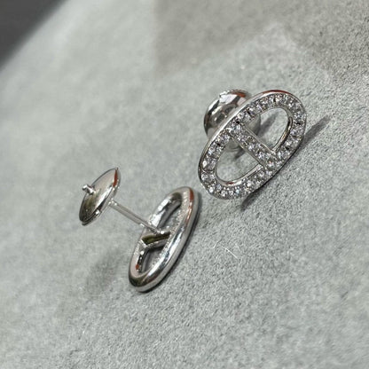 [Noble Jewelry]HM FULL DIAMOND PIG NOSE STUD EARRINGS