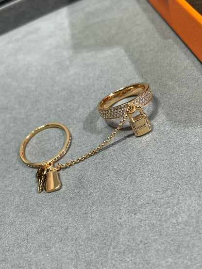 [Noble Jewelry]HM KELLY CLOCHETTE DOUBLE RING IN ROSE GOLD WITH DIAMONDS