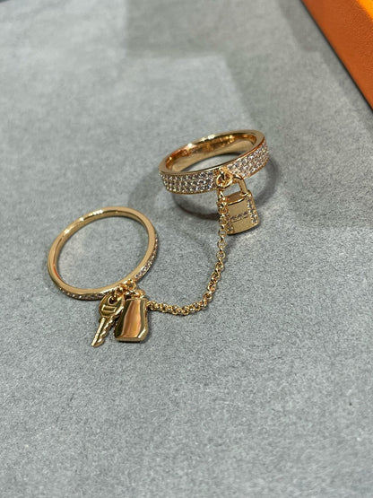 [Noble Jewelry]HM KELLY CLOCHETTE DOUBLE RING IN ROSE GOLD WITH DIAMONDS