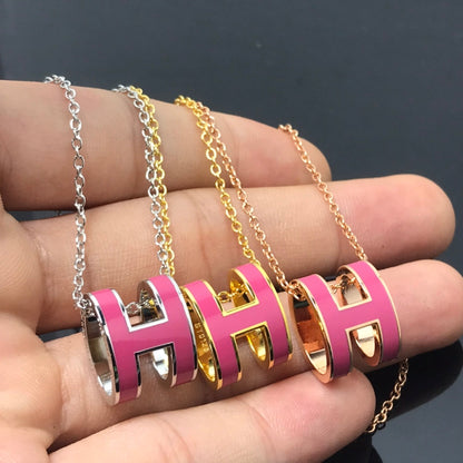 [Noble Jewelry]H NECKLACE PINK