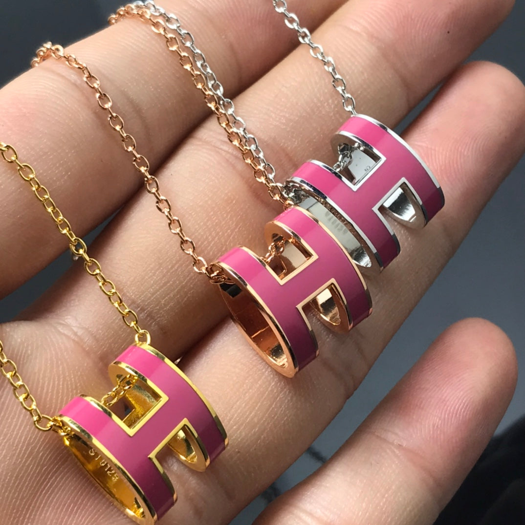 [Noble Jewelry]H NECKLACE PINK