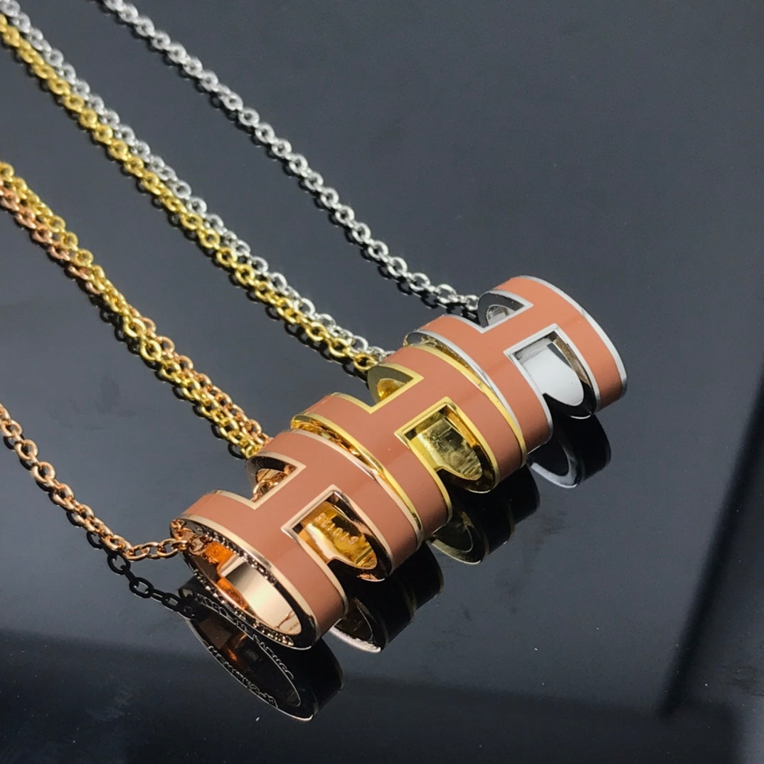 [Noble Jewelry]H NECKLACE BROWN