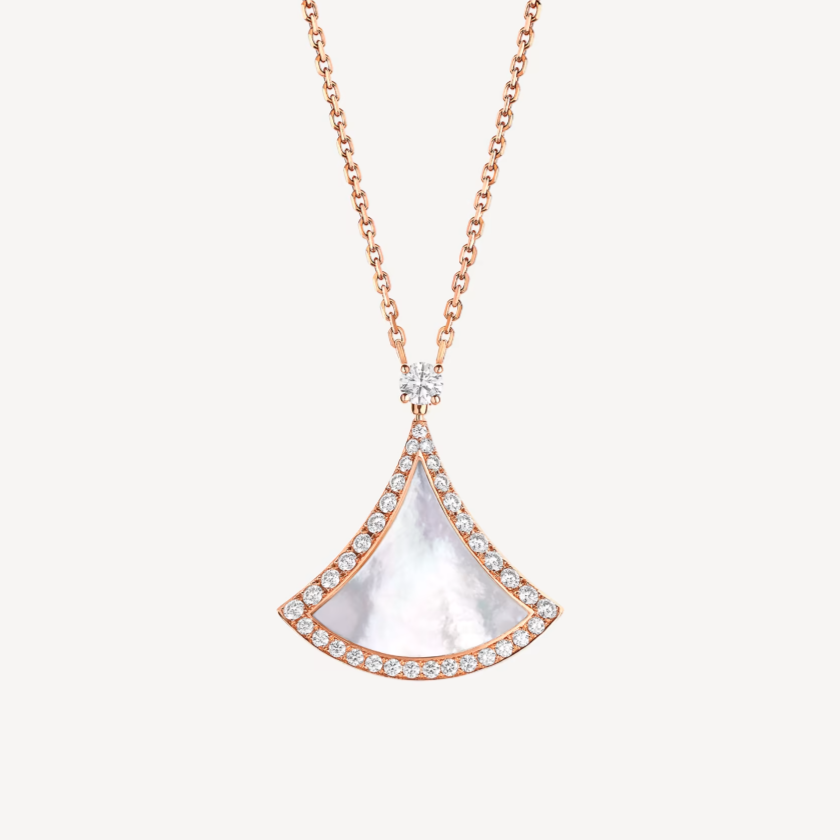 [Noble Jewelry]DREAM MOP DIAMOND PAVED PINK GOLD NECKLACE