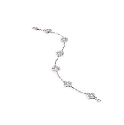 [Noble Jewelry]CLOVER 6 MOTIF SILVER DIAMOND BRACELET