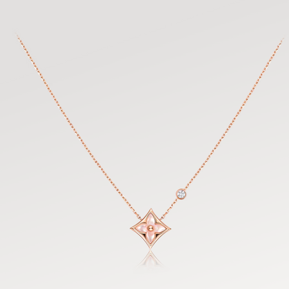 [Noble Jewelry] STAR PINK MOP 1 DIAMOND PINK GOLD NECKLACE