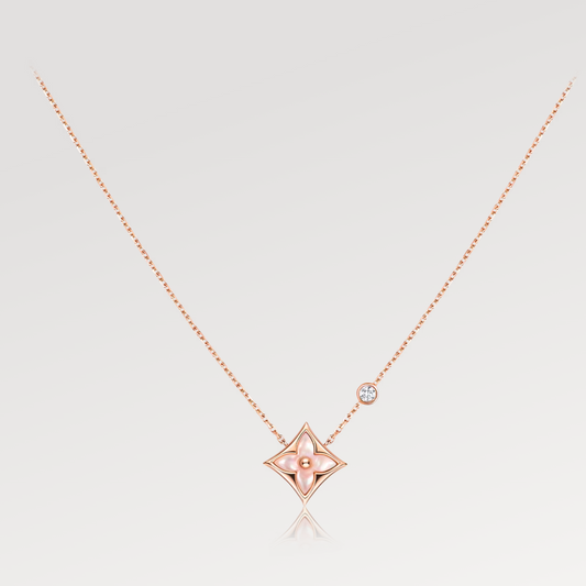 [Noble Jewelry] STAR PINK MOP 1 DIAMOND PINK GOLD NECKLACE