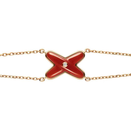 [Noble Jewelry]JEUX BRACELET CARNELIAN PINK GOLD 1 DIAMOND