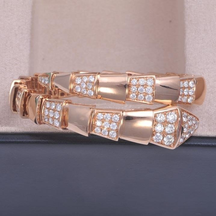 [Noble Jewelry]SERPENTI WIDE BRACELET PINK GOLD DIAMOND