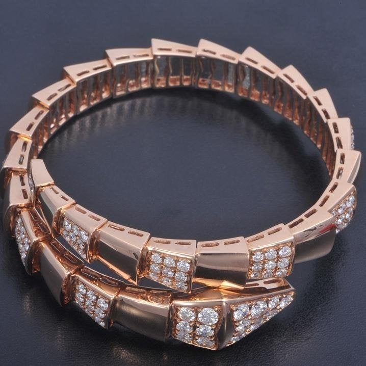 [Noble Jewelry]SERPENTI WIDE BRACELET PINK GOLD DIAMOND