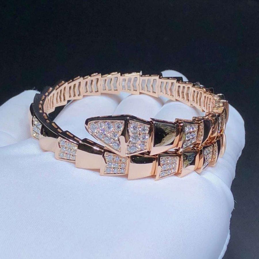 [Noble Jewelry]SERPENTI WIDE BRACELET PINK GOLD DIAMOND