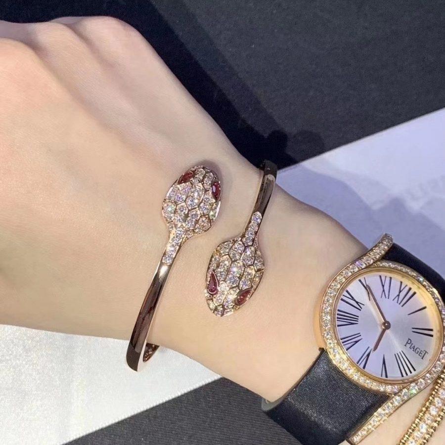 [Noble Jewelry]SERPENTI BRACELET PINK GOLD DIAMOND DOUBLE SNAKE