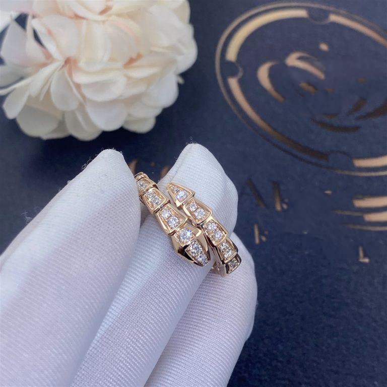 [Noble Jewelry]SERPENTI RING PINK GOLD DIAMOND PAVED 4MM