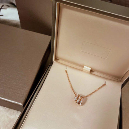 [Noble Jewelry]SERPENTI PINK GOLD NECKLACE DOUBLE RING DIAMOND