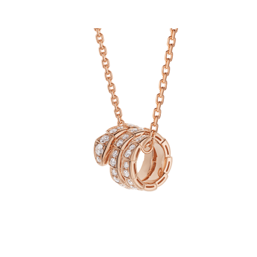 [Noble Jewelry]SERPENTI PINK GOLD NECKLACE DOUBLE RING DIAMOND