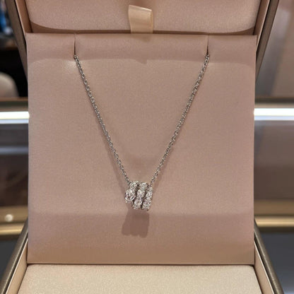 [Noble Jewelry]SERPENTI SILVER NECKLACE DOUBLE RING DIAMOND