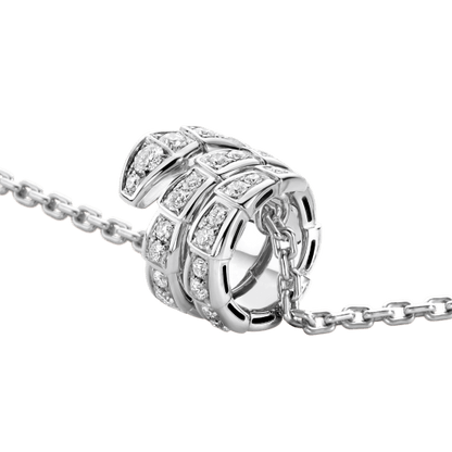 [Noble Jewelry]SERPENTI SILVER NECKLACE DOUBLE RING DIAMOND