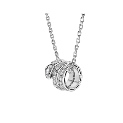 [Noble Jewelry]SERPENTI SILVER NECKLACE DOUBLE RING DIAMOND