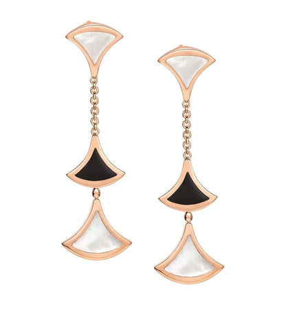 [Noble Jewelry]DREAM EARRINGS 3 MOTIFS ONYX MOP PINK GOLD