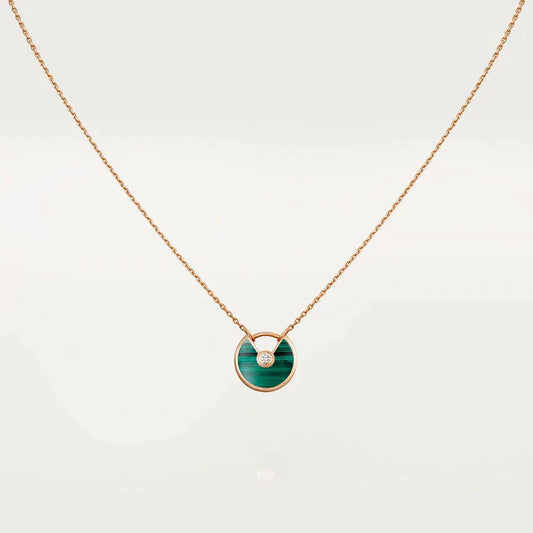 [Noble Jewelry]AMULETTE ROSE GOLD MALACHITE NECKLACE