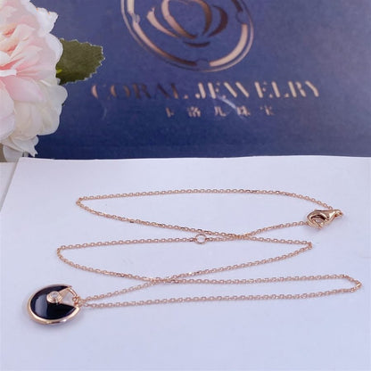 [Noble Jewelry]AMULETTE ROSE GOLD ONYX NECKLACE