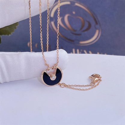 [Noble Jewelry]AMULETTE ROSE GOLD ONYX NECKLACE