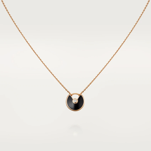 [Noble Jewelry]AMULETTE ROSE GOLD ONYX NECKLACE