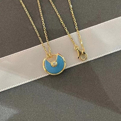 [Noble Jewelry]AMULETTE GOLD TURQUOISE NECKLACE