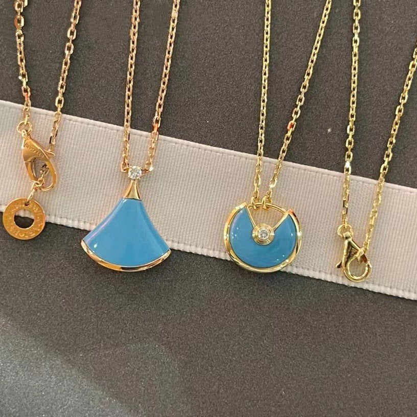 [Noble Jewelry]AMULETTE GOLD TURQUOISE NECKLACE