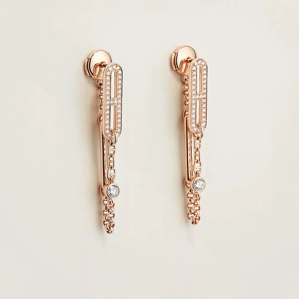 [Noble Jewelry]CHAINE CHAOS DIAMOND DROP EARRINGS