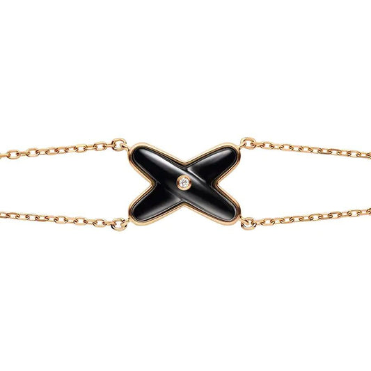 [Noble Jewelry]JEUX BRACELET ONYX PINK GOLD 1 DIAMOND