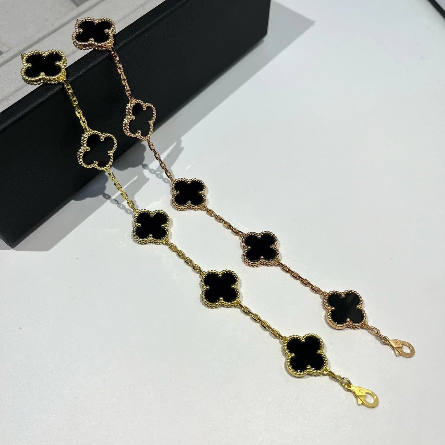 [Noble Jewelry]CLOVER  5 MOTIFS BLACK ONYX BRACELET