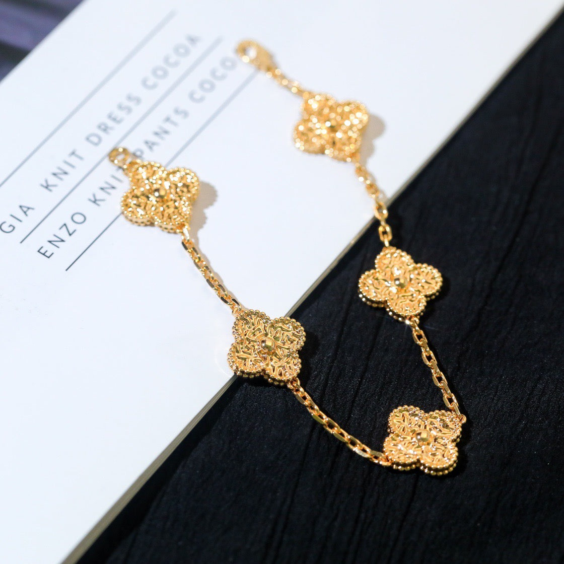 [Noble Jewelry]CLOVER 5 MOTIFS BRONZING BRACELET