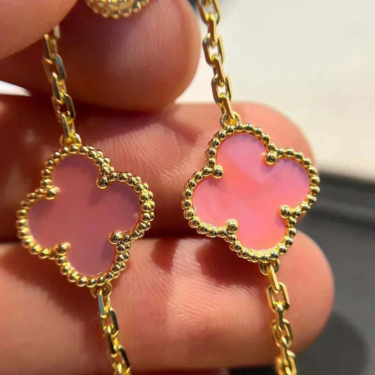 [Noble Jewelry]CLOVER 5 PINK MOP BRACELET