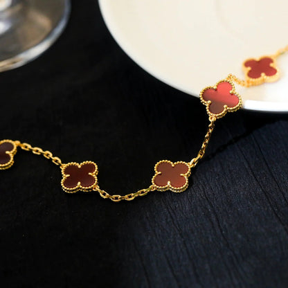 [Noble Jewelry]CLOVER 5 MOTIFS RED AGATE  BRACELET