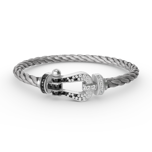 [Noble Jewelry]FORCE LARGE HORSESHOE BLACK WHITE DIAMOND BRACELET SILVER