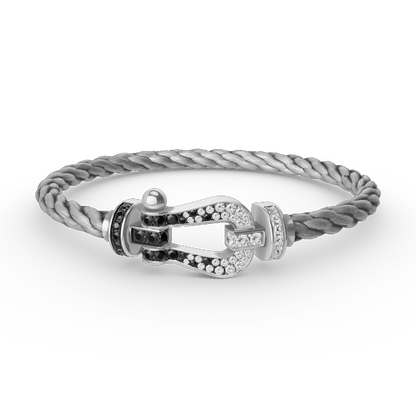 [Noble Jewelry]FORCE LARGE HORSESHOE BLACK WHITE DIAMOND BRACELET SILVER