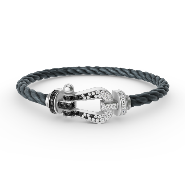 [Noble Jewelry]FORCE LARGE HORSESHOE BLACK WHITE DIAMOND BRACELET SILVER