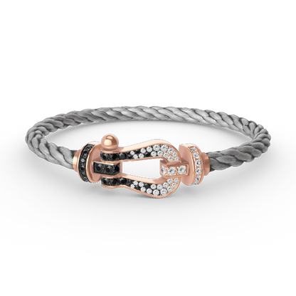 [Noble Jewelry]FORCE LARGE HORSESHOE BLACK WHITE DIAMOND BRACELET ROSE GOLD