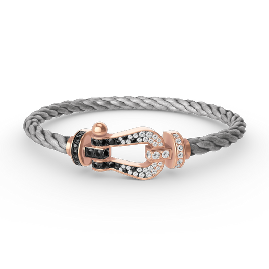 [Noble Jewelry]FORCE LARGE HORSESHOE BLACK WHITE DIAMOND BRACELET ROSE GOLD