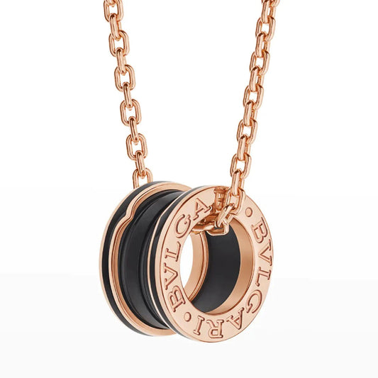 [Noble Jewelry]ZERO 1 BLACK CERAMIC PINK GOLD NECKLACE