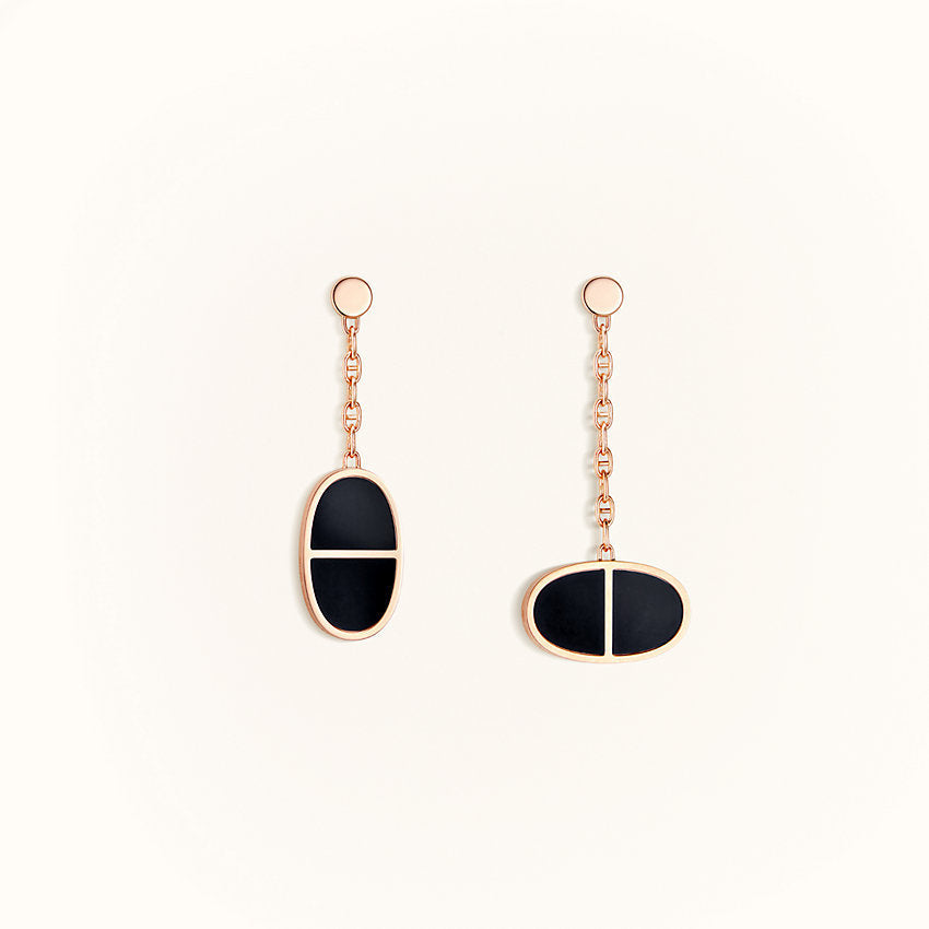 [Noble Jewelry]CHAINE VERSO BLACK CERAMIC EARRINGS