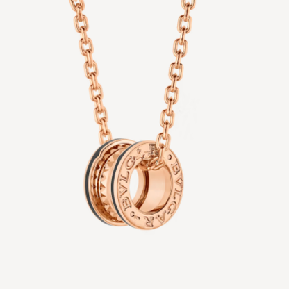 [Noble Jewelry]ZERO 1 ROCK PEDANT PINK GOLD BLACK NECKLACE