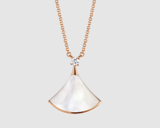 [Noble Jewelry]DREAM NECKLACE WHITE MOP PINK GOLD 1 DIAMOND